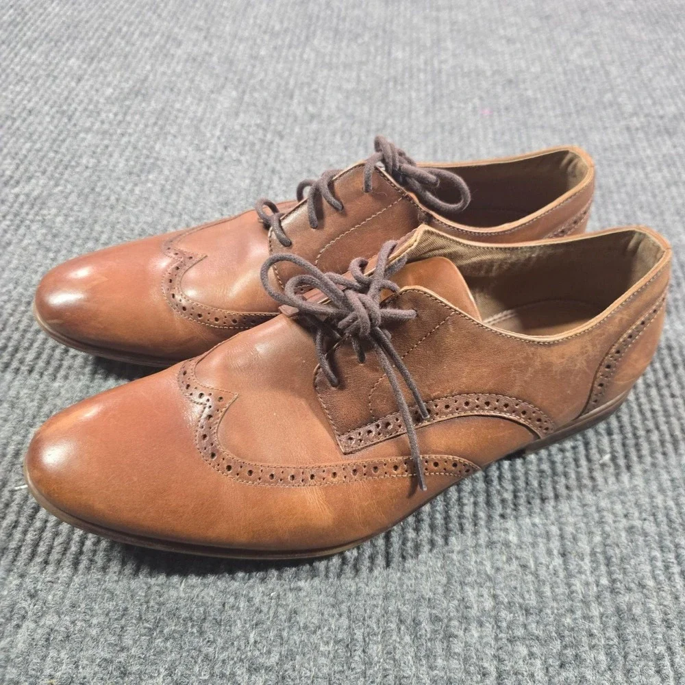 Aldo Shoes Mens Size 11 Brown Leather Wingtip Brogue Derby Oxford Dress Lace Up